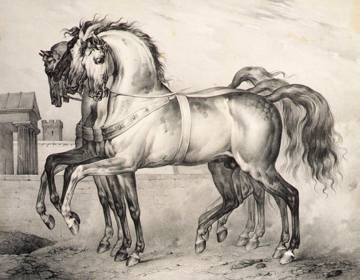 Hestene redet af Louis Philippe, hertugen af Orleans i slaget ved Valmy, indgraveret af Victor Adam (1801-66) c.1834-38 (litho) af Antoine Charles Horace Vernet