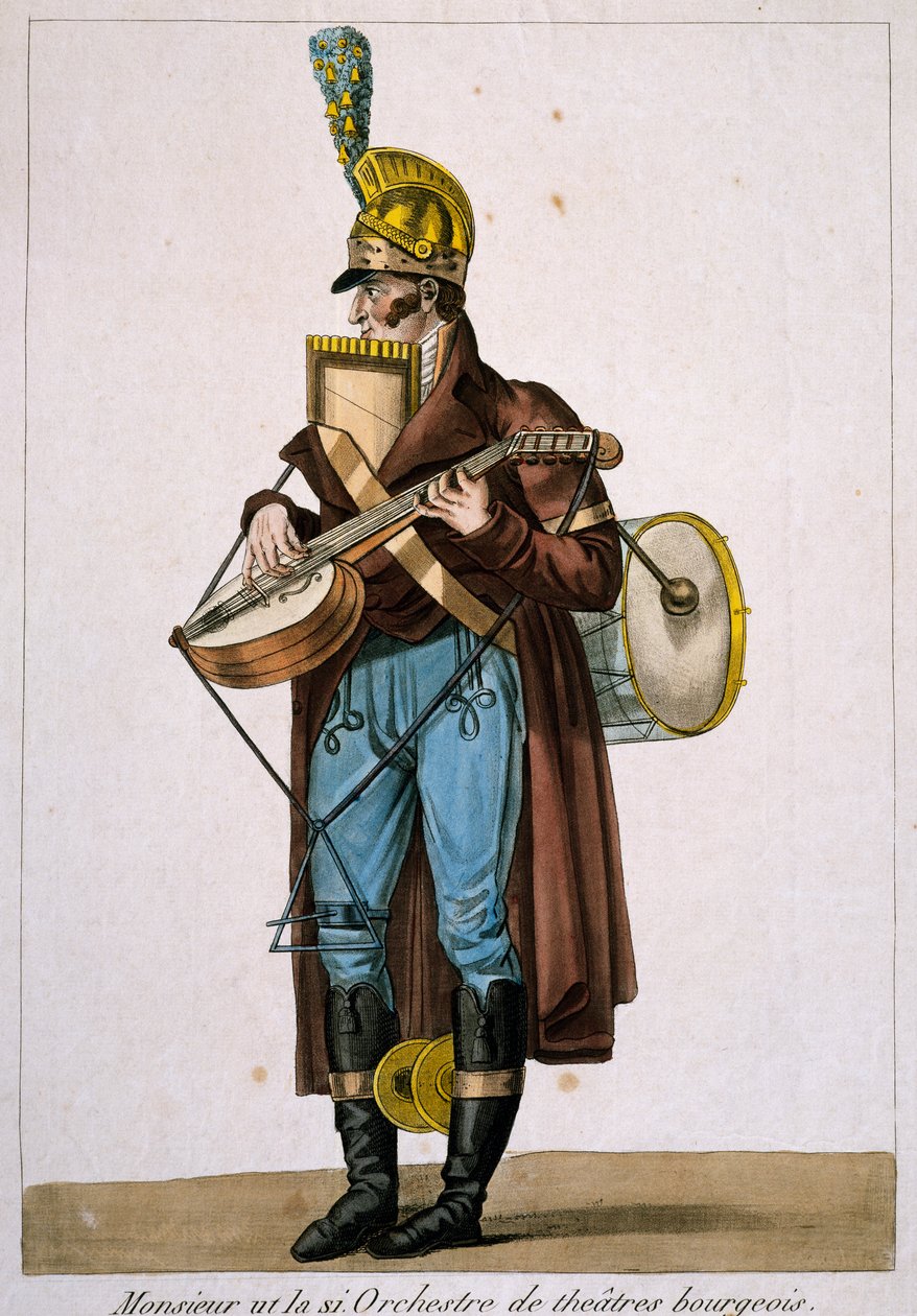 Gademusiker, af Carle Vernet (1758-1836), gravering, Frankrig af Antoine Charles Horace Vernet