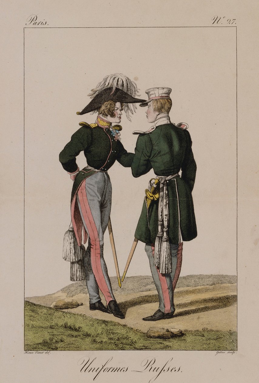 Russiske uniformer (håndfarvet gravering) af Antoine Charles Horace Vernet