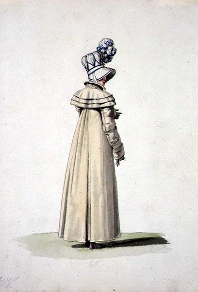 Elegant kvinde med hue, illustration fra "Incroyables et Merveilleuses" (akvarel på papir) af Antoine Charles Horace Vernet