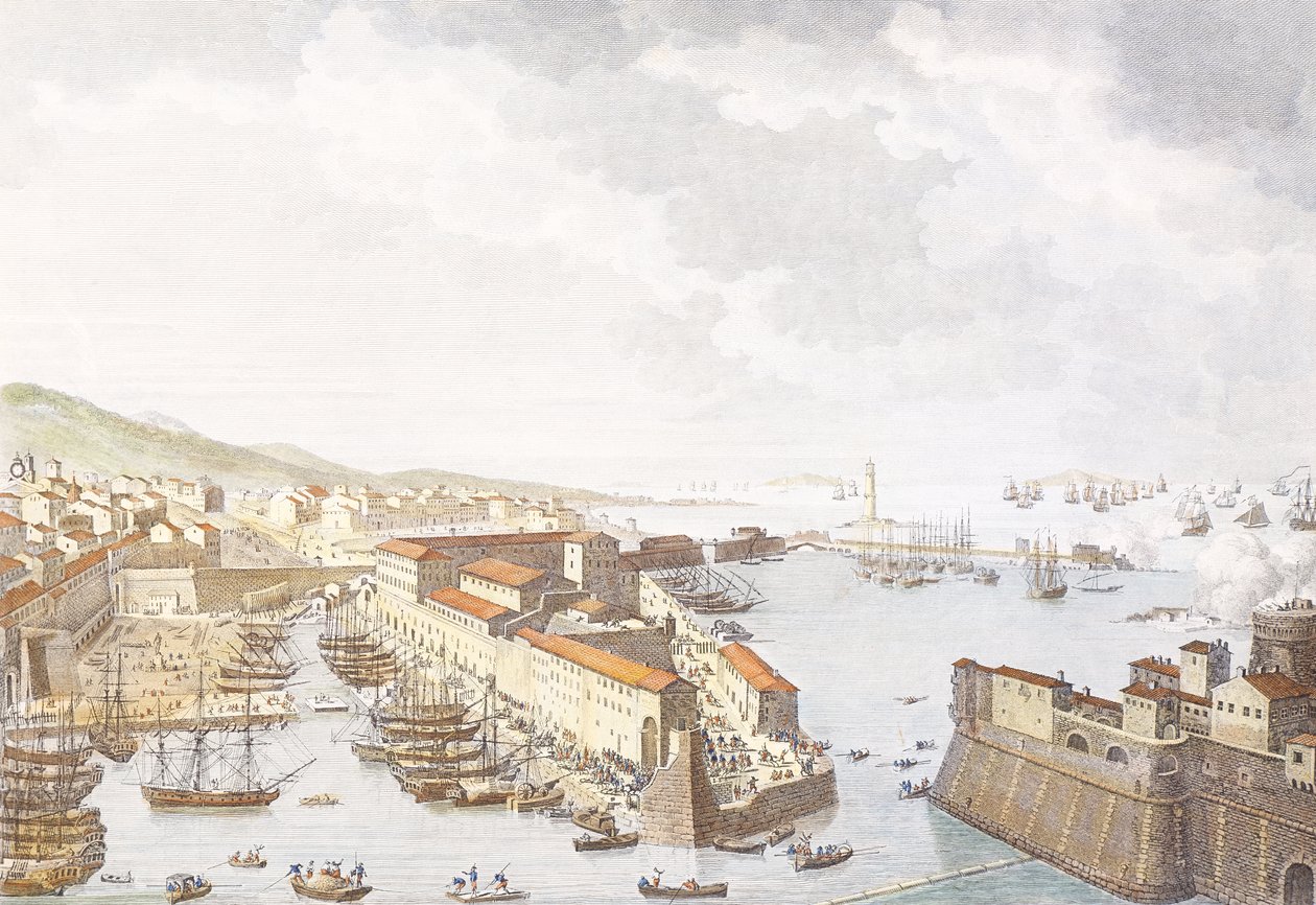 Fransk indtog i Livorno, juni 1796, gravering af Jean Duplessis-Bertaux (1750-1818), tegning af Carle Vernet (1758-1836), franske uafhængighedskrige, Italien af Antoine Charles Horace Vernet