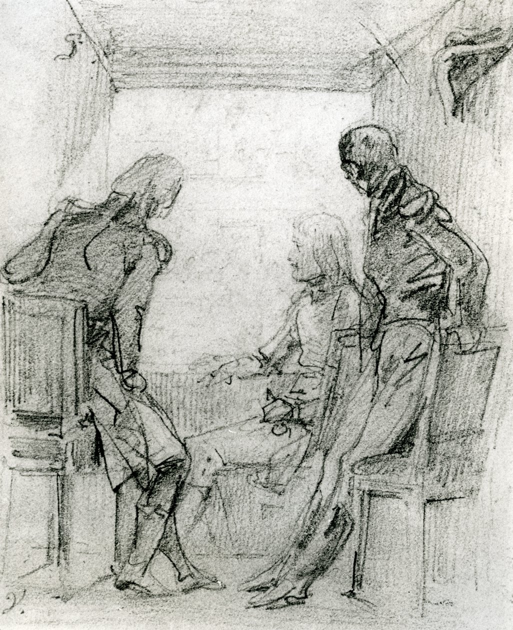 General Bonaparte ser et teaterstykke på Comédie Française i Paris, slutningen af det 18. århundrede (farveblyant og kul på papir) af Antoine Charles Horace Vernet