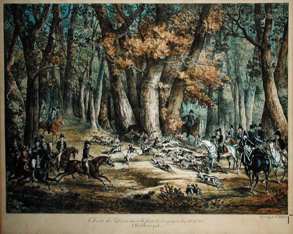 Jagt på hjorte i skoven ved Compiegne, 27. april 1818 af Antoine Charles Horace Vernet