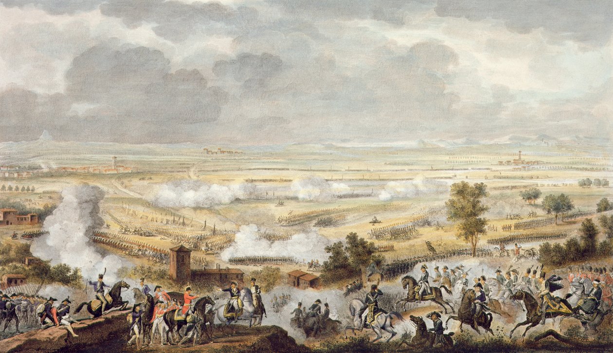 Slaget ved Marengo, 23 Prairial, år 8 (12. juni 1800) indgraveret af Jean Duplessi-Bertaux (1747-1819) (akvatinte) af Antoine Charles Horace Vernet