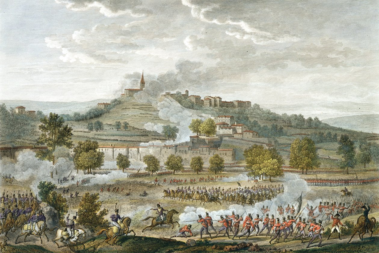 Slaget ved Montebello og Casteggio, 20 Prairial, år 8 (9. juni 1800) indgraveret af Jean Duplessi-Bertaux (1747-1819) (akvatint) af Antoine Charles Horace Vernet