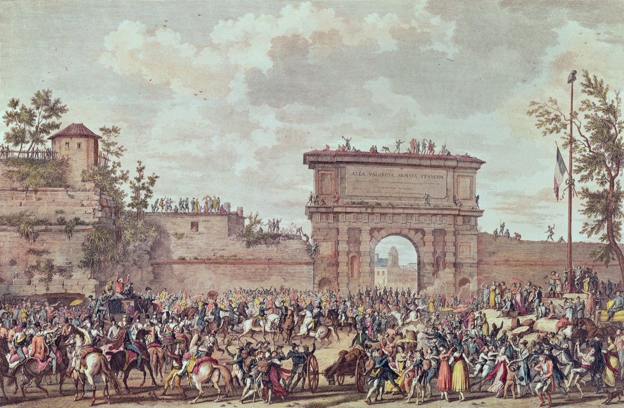 Franskmændenes indtog i Milano, 25 Floreal An IV (14. maj 1796) (akvatint) af Antoine Charles Horace Vernet