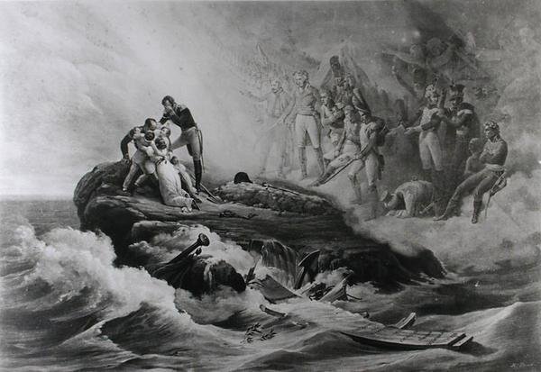 Afskeden med familien Bertrand, Sankt Helena, c.1821-36 af Antoine Charles Horace Vernet
