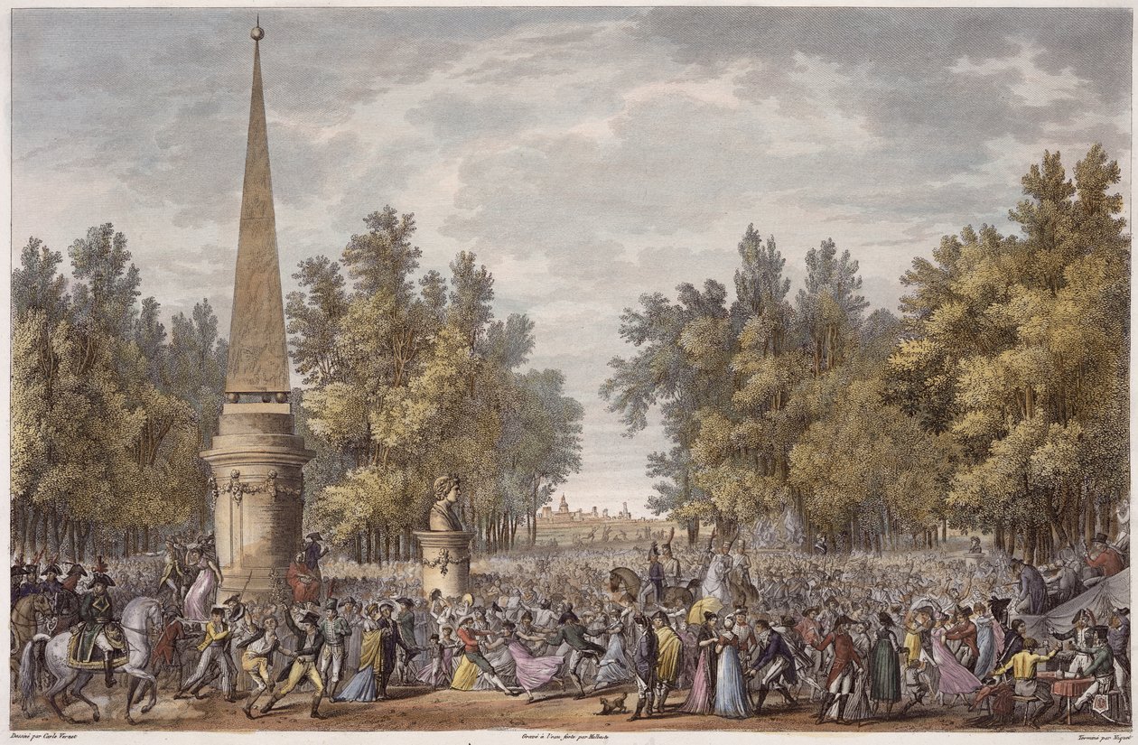 Virgils fest i Mantua, 24. Vendemiaire, år 6 (oktober 1797) indgraveret af Georges Malbeste (1754-1843) (akvatint) af Antoine Charles Horace Vernet