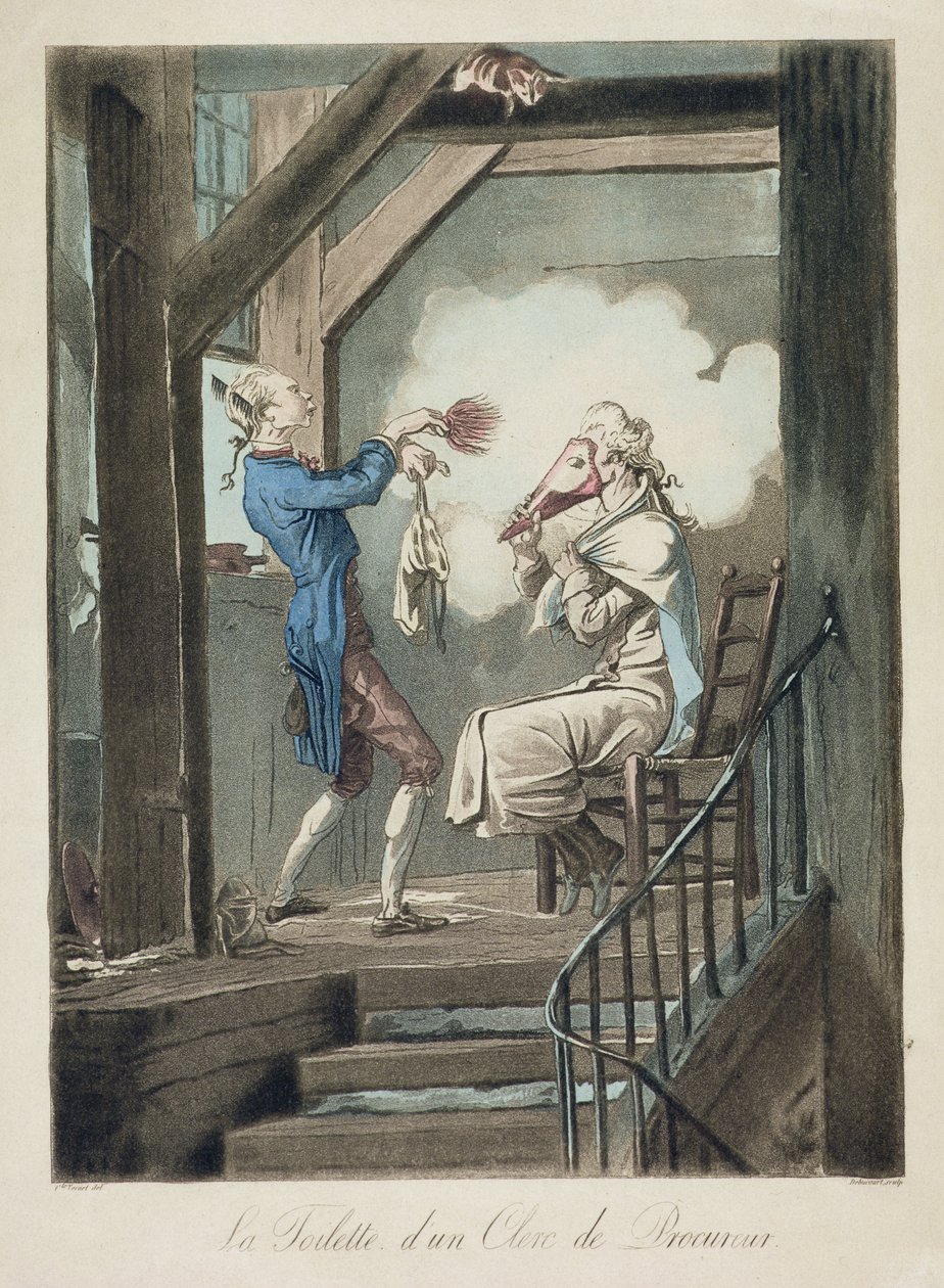 Toilettet af en advokatfuldmægtig, indgraveret af Philibert Louis Debucourt (1755-1832) af Antoine Charles Horace Vernet