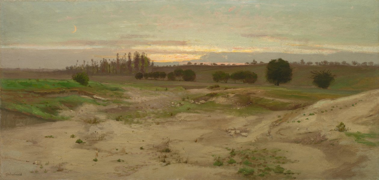 Mergelgraven ved Mulcent: Evening, efter 1857 (olie på papir, monteret på karton, monteret på krydsfiner) af Antoine Chintreuil