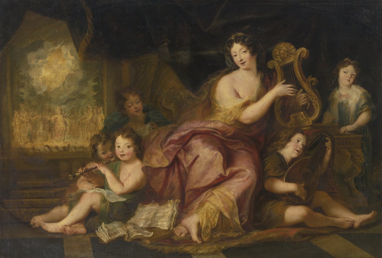 Allegori af musik. Portræt af Madame de Maintenon 1635-1719, med Ludvig X