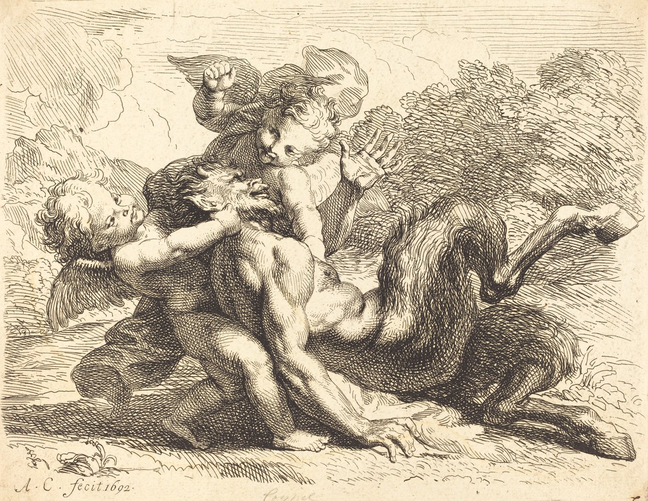 Pan Overcome af Putti af Antoine Coypel