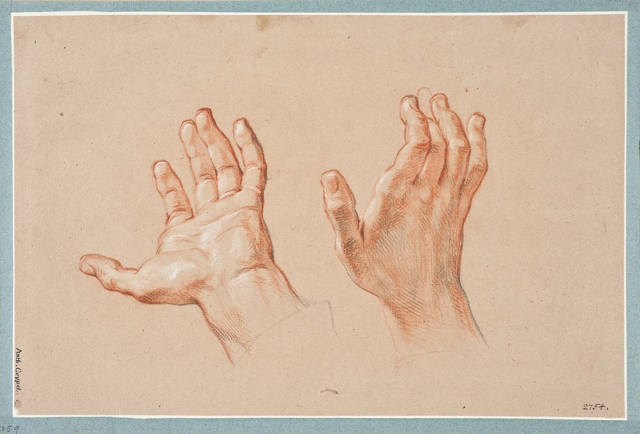 Studie von zwei Händen af Antoine Coypel