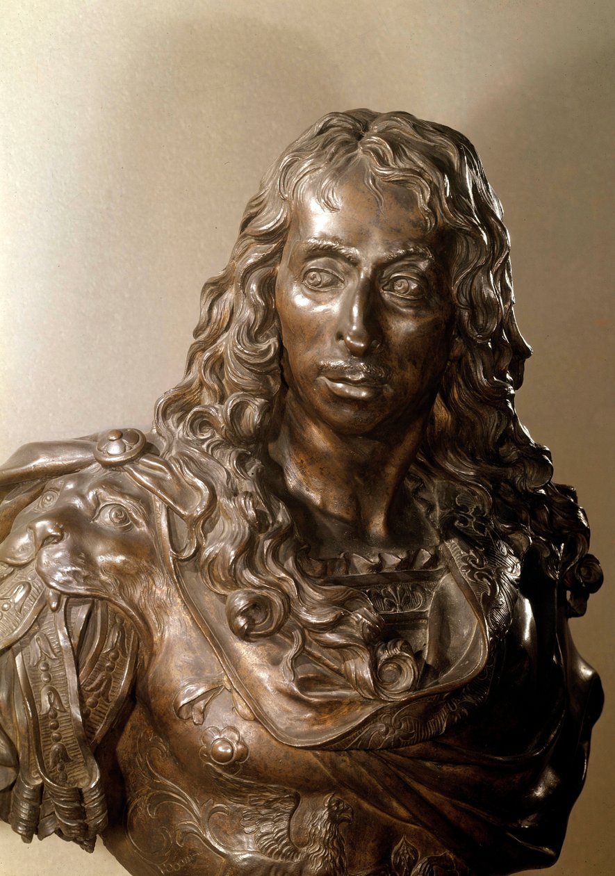 Buste i bronze af Louis II af Bourbon, Prince of Conde kendt som Grand Conde (1621-1686) (Bourbon-Conde). Skulptur af Antoine Coysevox (1640-1720) 17. århundrede. af Antoine Coysevox