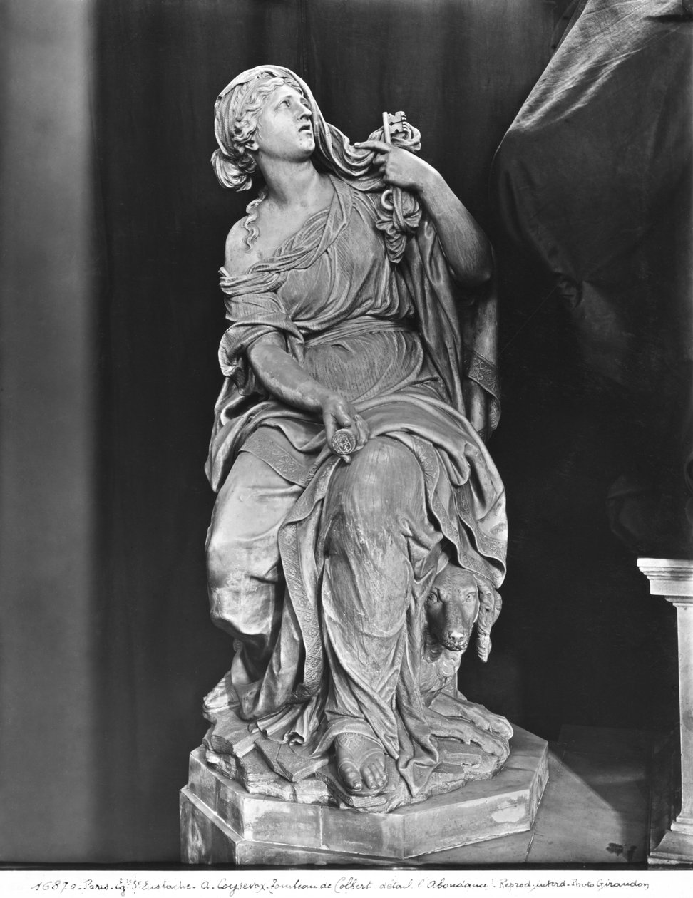Grav af Jean-Baptiste Colbert de Torcy 1619-83, detalje af troskab, ca. 1685-1687 marmor se også 248118, 248119, 248120, 252767, 252768 bw foto af Antoine Coysevox