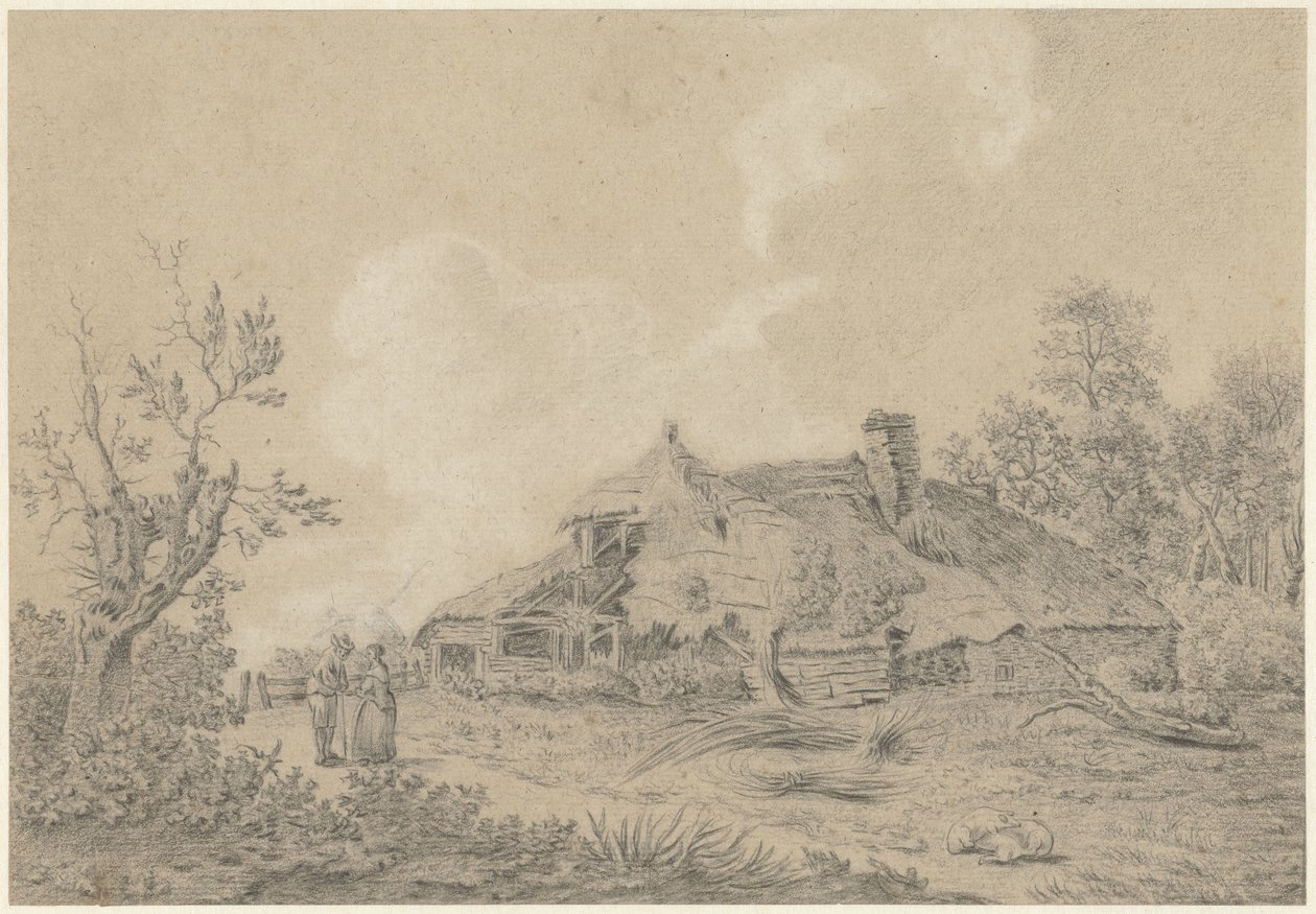 Stuehus med to figurer af Antoine Daniel Prudhomme