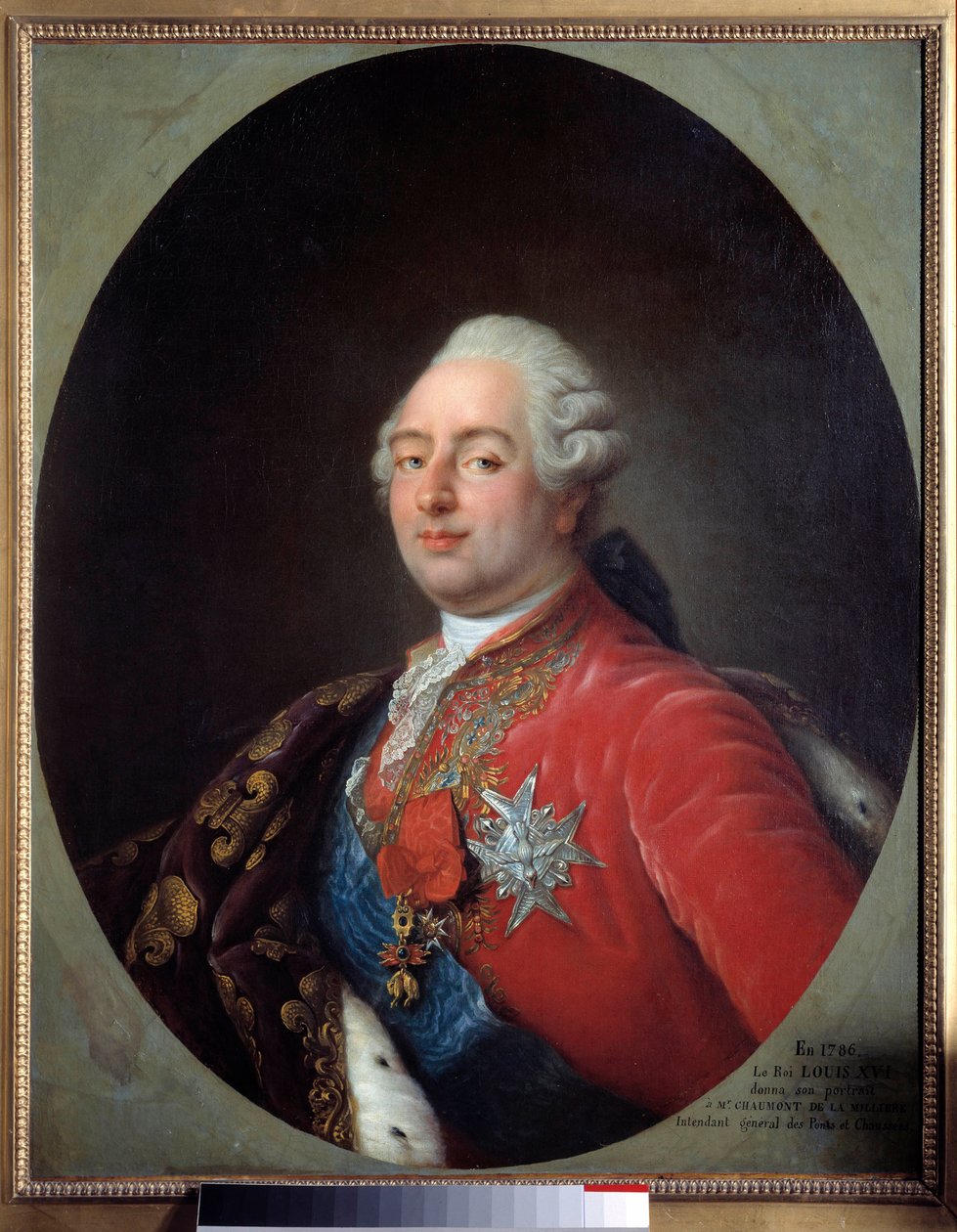 Portræt af Louis XVI (1754-1793), konge af Frankrig. Maleri fra værkstedet af Antoine Francois (Antoine-Francois) Callet (1741-1823). 1786. Dim. 0,915 x 0,730 m. Paris, Musée Carnavalet af Antoine François Callet
