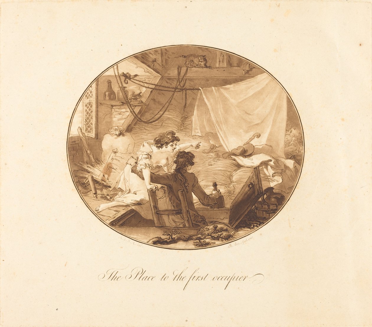 Stedet til den første besætter af Antoine François Sergent after Augustin de Saint Aubin