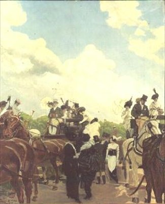 Race-gængere i Longchamps, 1906 af Antoine Guillaume Minartz