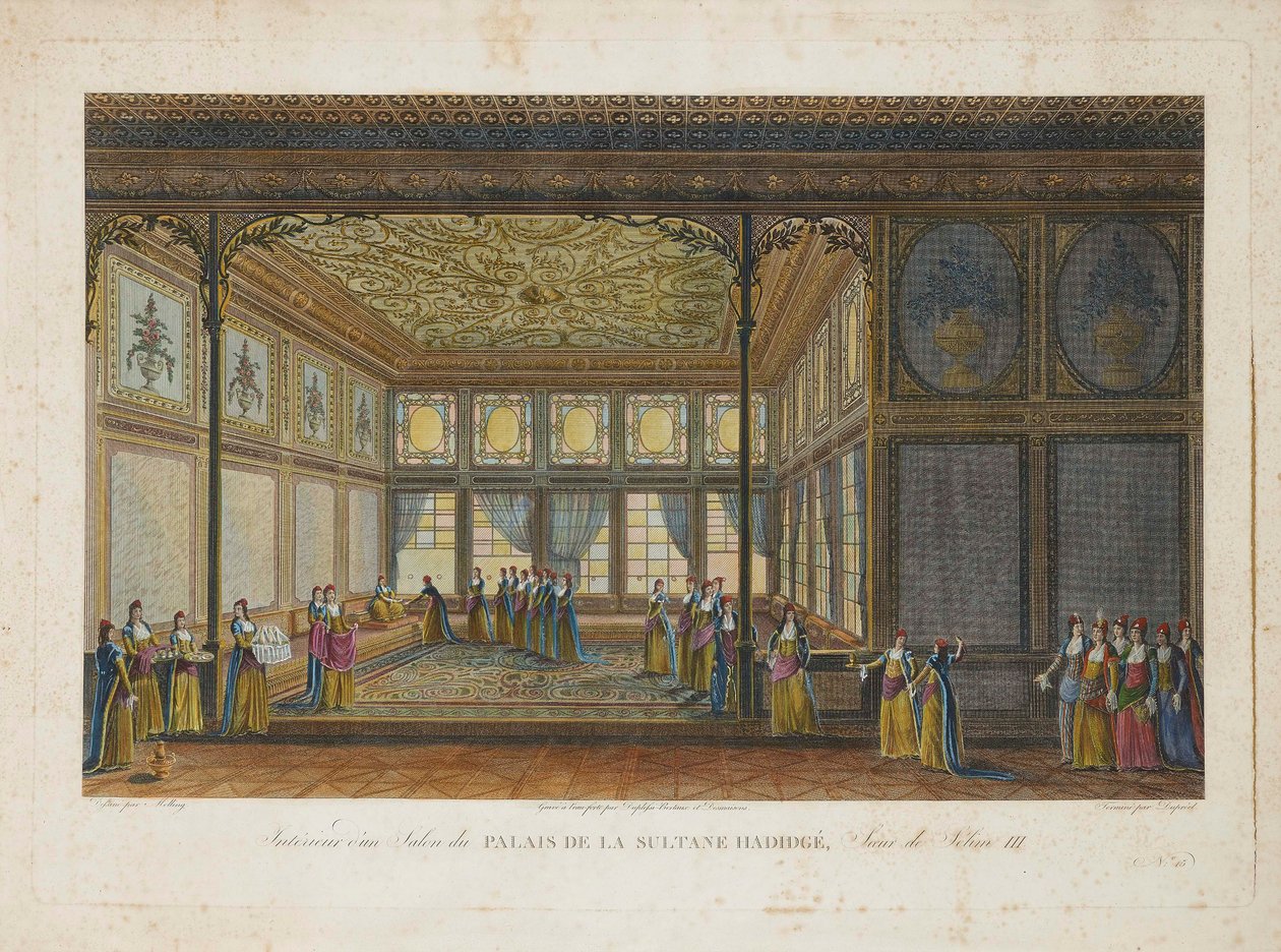 Interiør i paladset til prinsesse Hatice Sultan, halvsøster til sultan Selim III, ca. 1810. af Antoine Ignace Melling