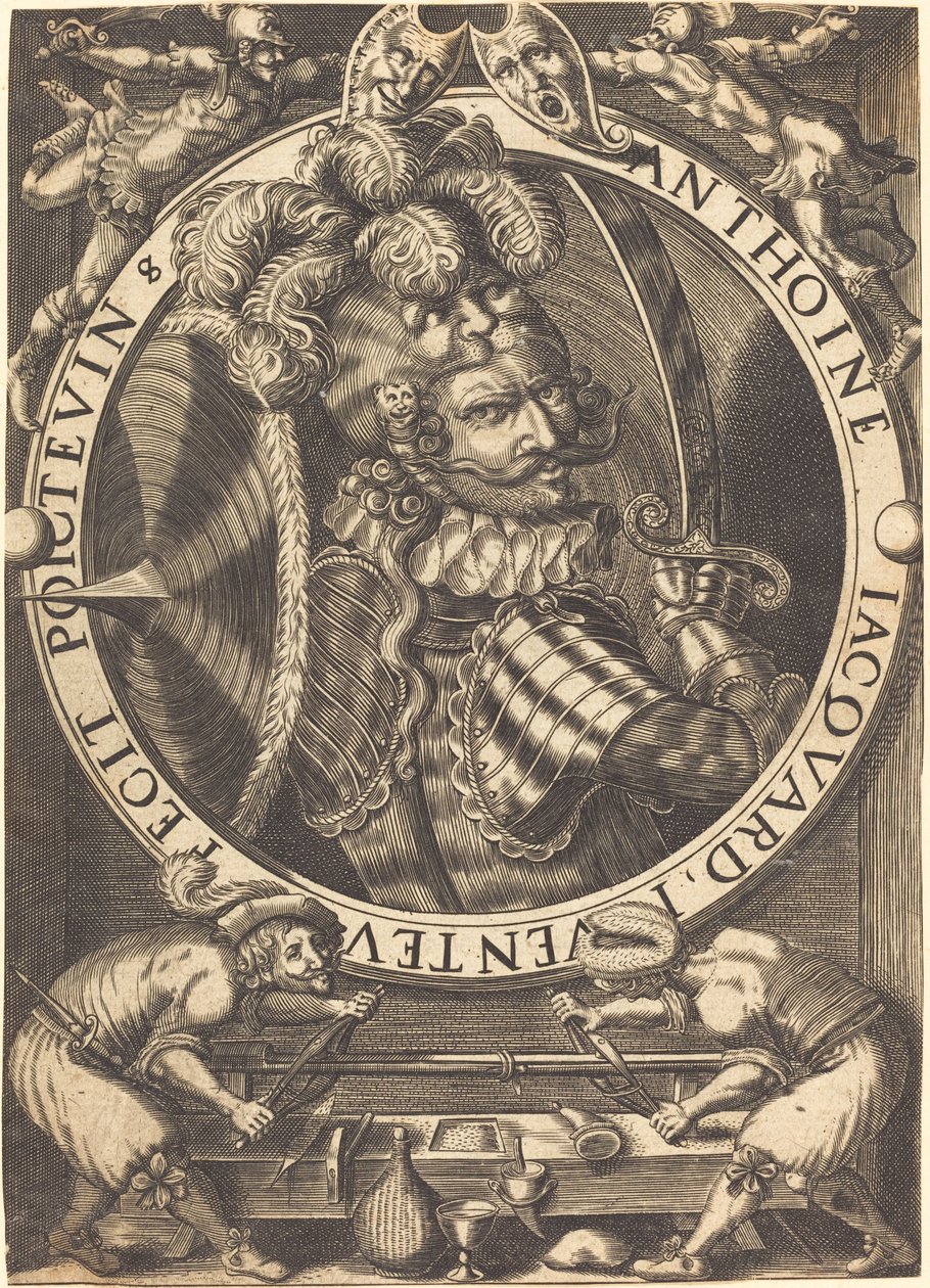 Selvportræt (The Trade Card of Anthoine Jacquard) af Antoine Jacquard