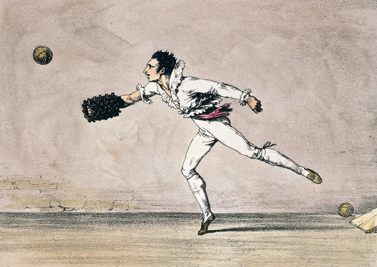 Boldspillet, af Antoine Jean-Baptiste Thomas (1791-1834), farvelitografi fra Et år i Rom og omegn af Antoine Jean Baptiste Thomas