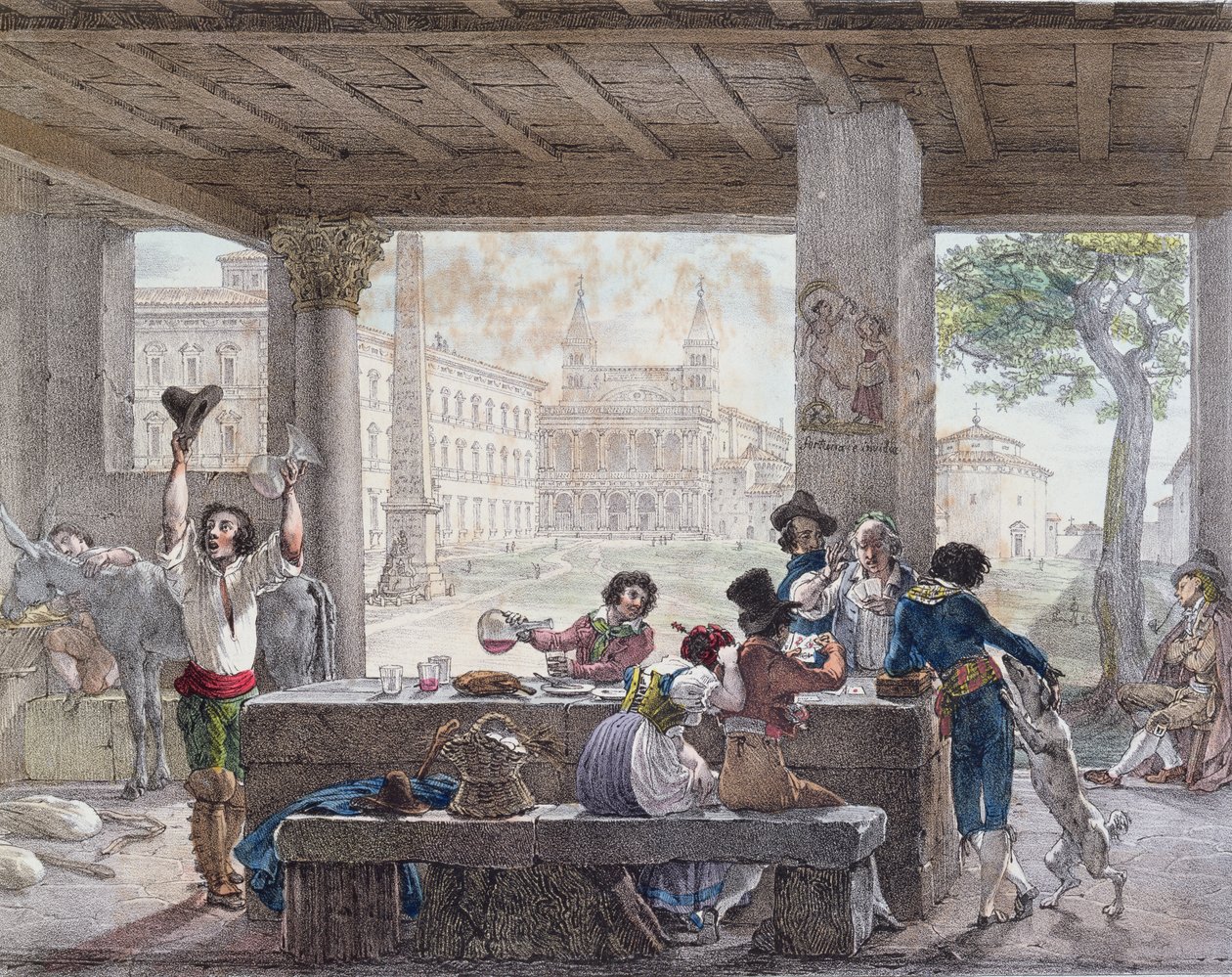 Kro i Rom, indgraveret af Francois Alexandre Villain (1798-1884) c.1820-30 af Antoine Jean Baptiste Thomas