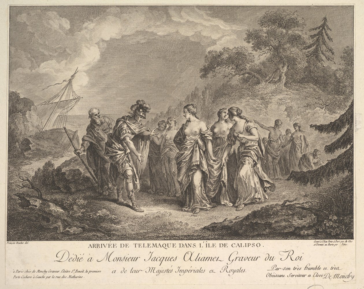 Ankomst af Telemachus til øen Calypso af Antoine Jean Duclos