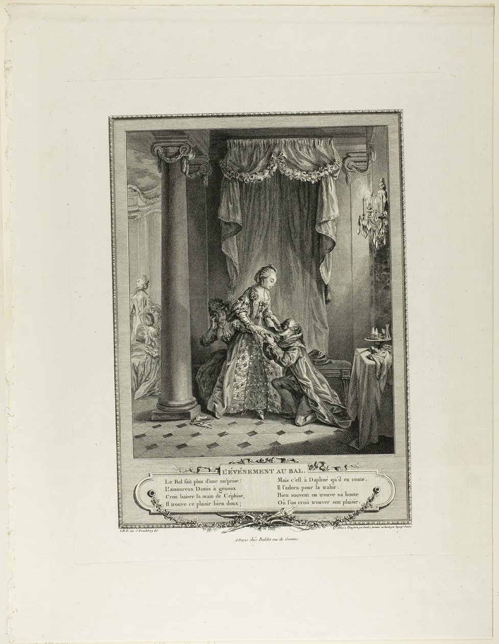 Begivenheden ved ballet, fra Monument du Costume Physique et Moral de la fin du Dix-huitième siècle af Antoine Jean Duclos