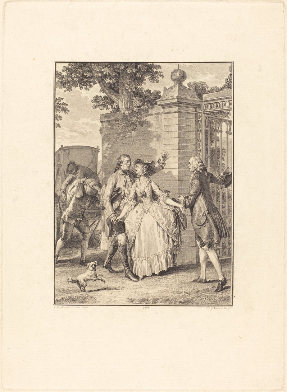 Smukke sjæles tillid af Antoine Jean Duclos after Jean Michel Moreau