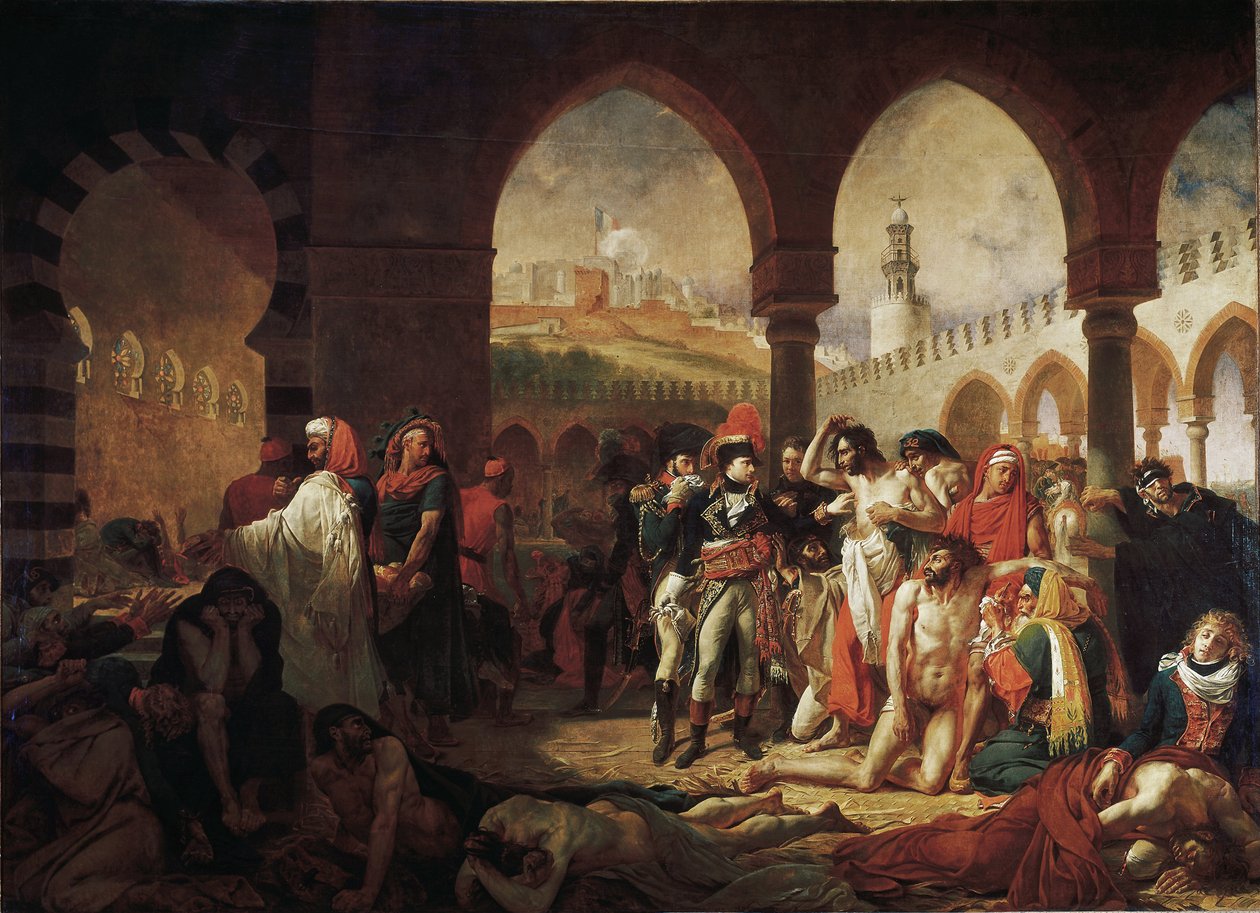 Bonaparte besøger pestofrene i Jaffa (olie på lærred af Antoine Jean Gros