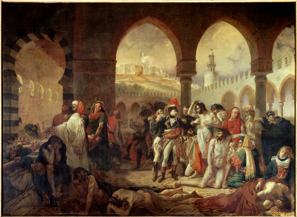 Kampagne (Ekspedition) af Egypten (1798-1801): "" Napoleon Bonaparte (1769-1821) Besøger Pestiferes i Jaffa den 11/03/1799"" Maleri af Antoine Jean Gros (1771-1835) 1804 Søn. 5,23x7,15 m - Ægyptens kampagne (1798-1801): Napoleon Bonaparte (1798-1801) 6 af Antoine Jean Gros