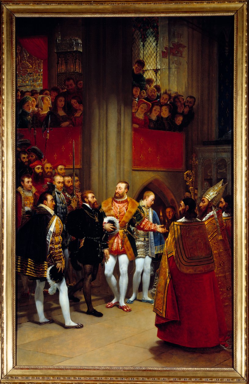 Charles V modtaget af Francois I i klosteret Saint Denis i 1540. Maleri af Antoine Jean Gros (1771-1835) af Antoine Jean Gros