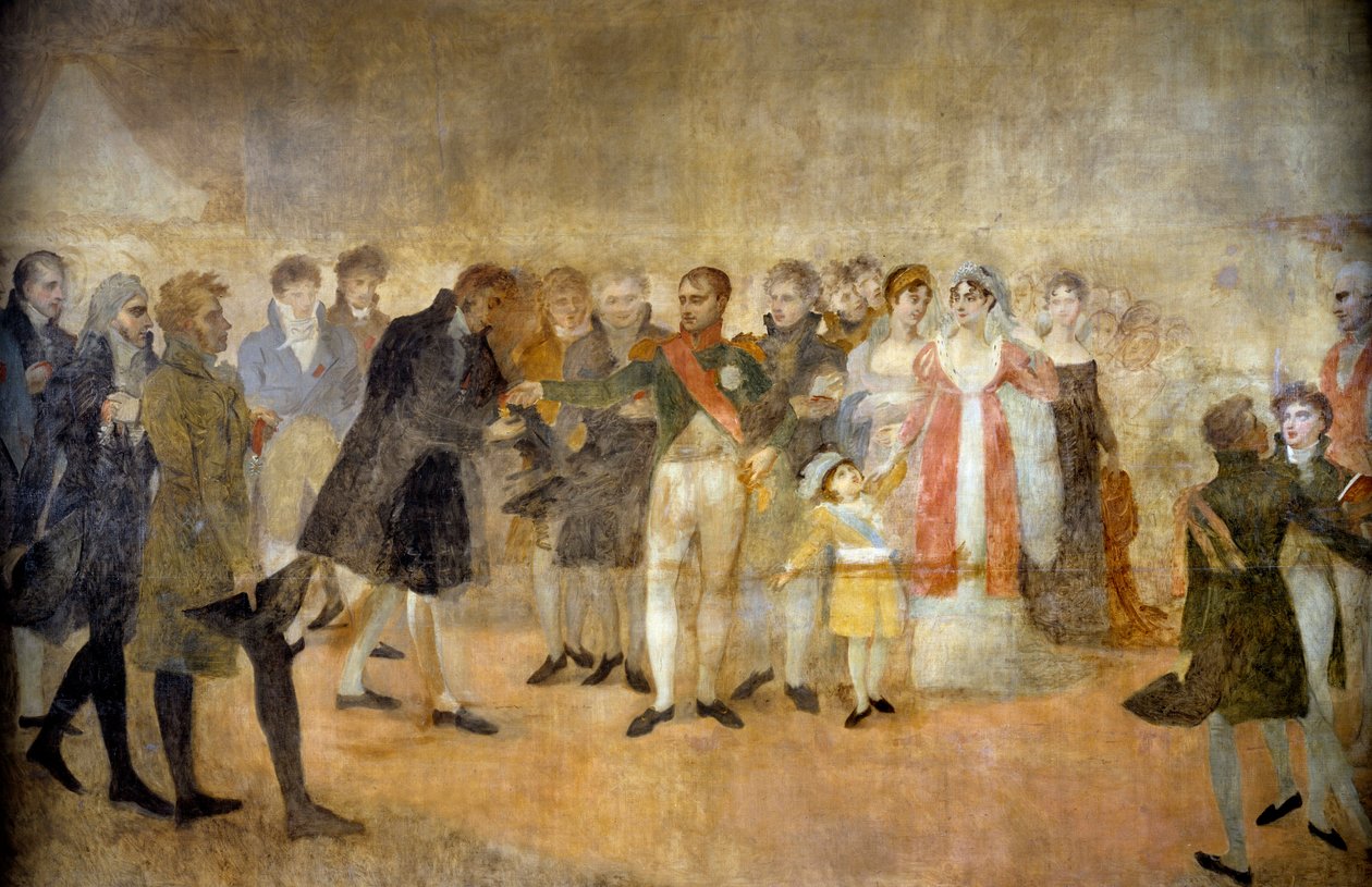 Kejser Napoleon I besøger Salon du Louvre og uddeler til kunstnere korsene fra Legion d