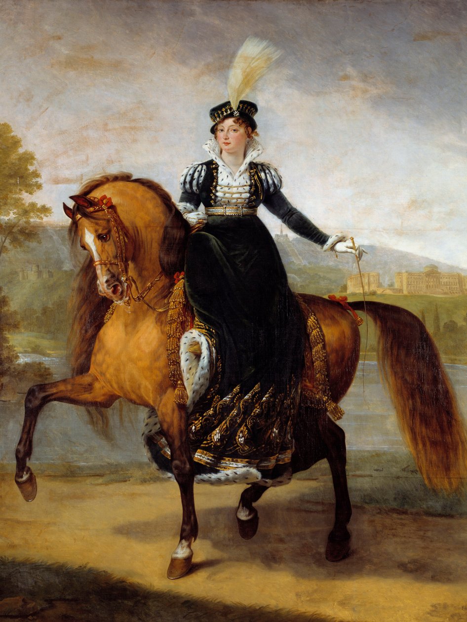 Rideportræt af Catherine af Württemberg, hustru til Jerome Bonaparte, dronning af Wesphalia (1783-1835). Maleri af Antoine Jean Gros (1771-1835) af Antoine Jean Gros