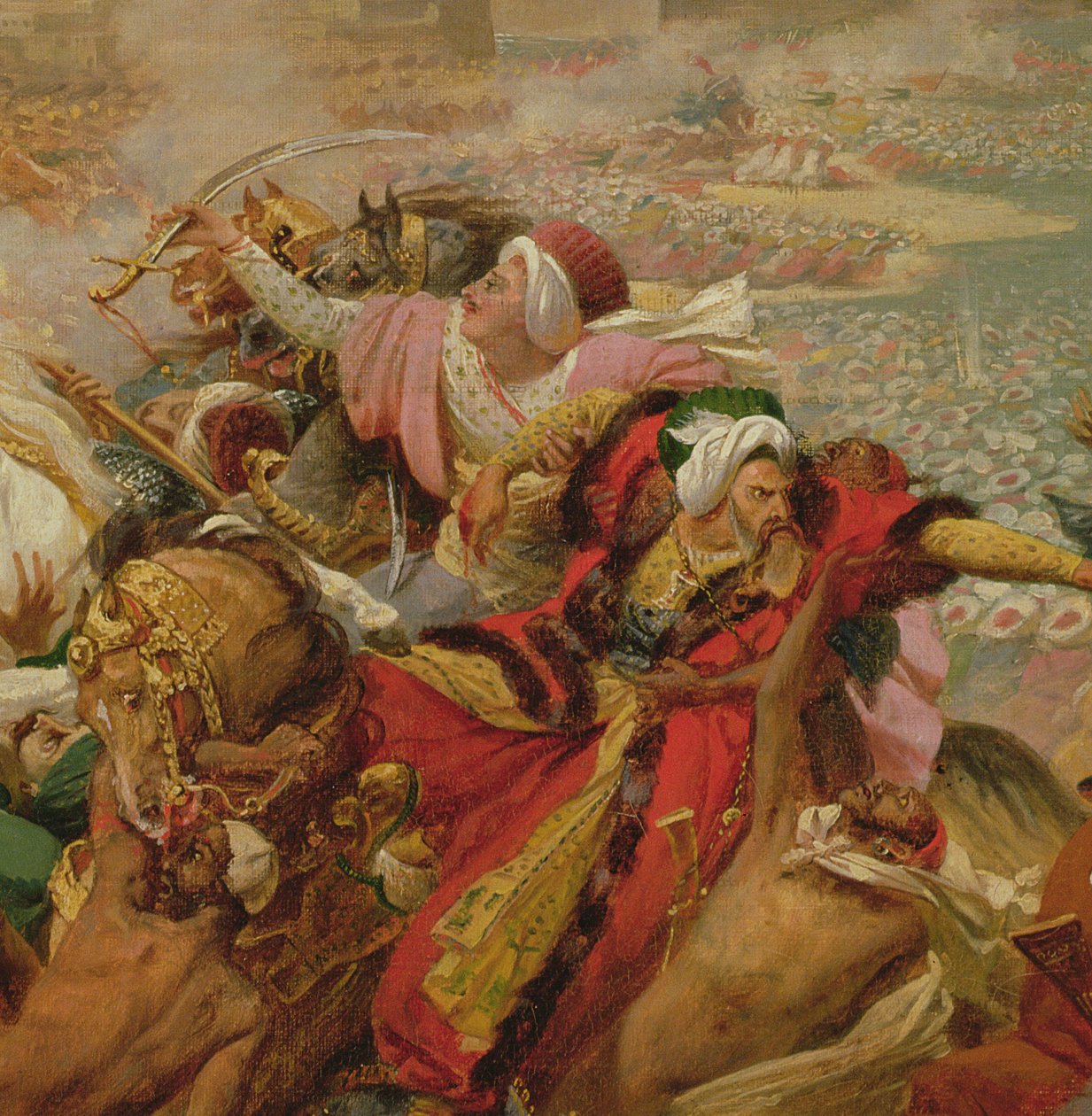 Murat besejrede den tyrkiske hær ved Aboukir den 25. juli 1799 (detaljer), ca. 1805 (olie på lærred monteret om bord) af Antoine Jean Gros