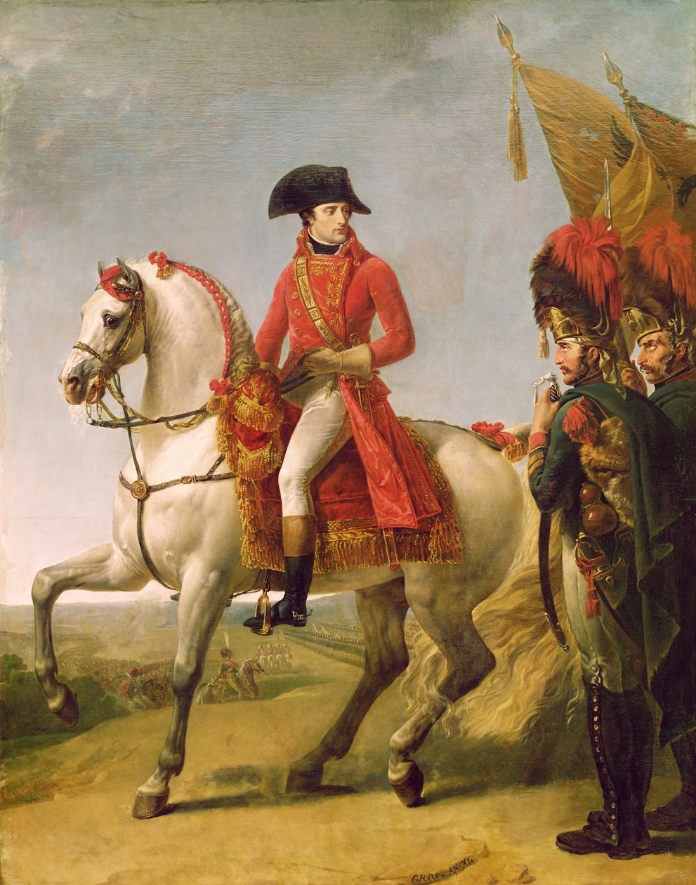 Napoleon Bonaparte (1769-1821) Første konsul, gennemgår sine tropper efter slaget ved Marengo, 1802-03 af Antoine Jean Gros