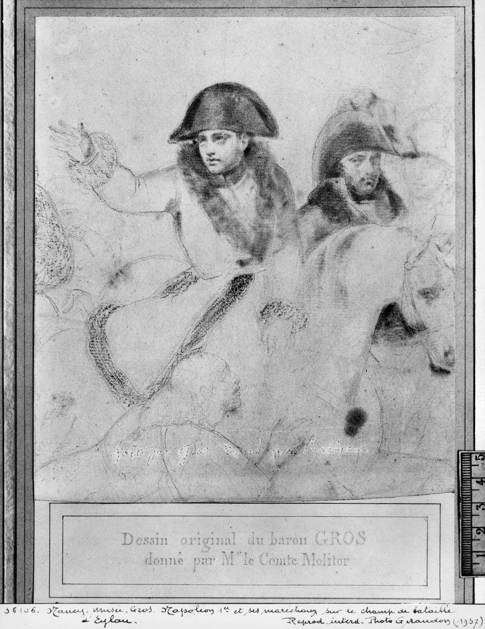 Napoleon på slagmarken ved Eylau, ca. 1807-08 (pierre noire på papir) af Antoine Jean Gros