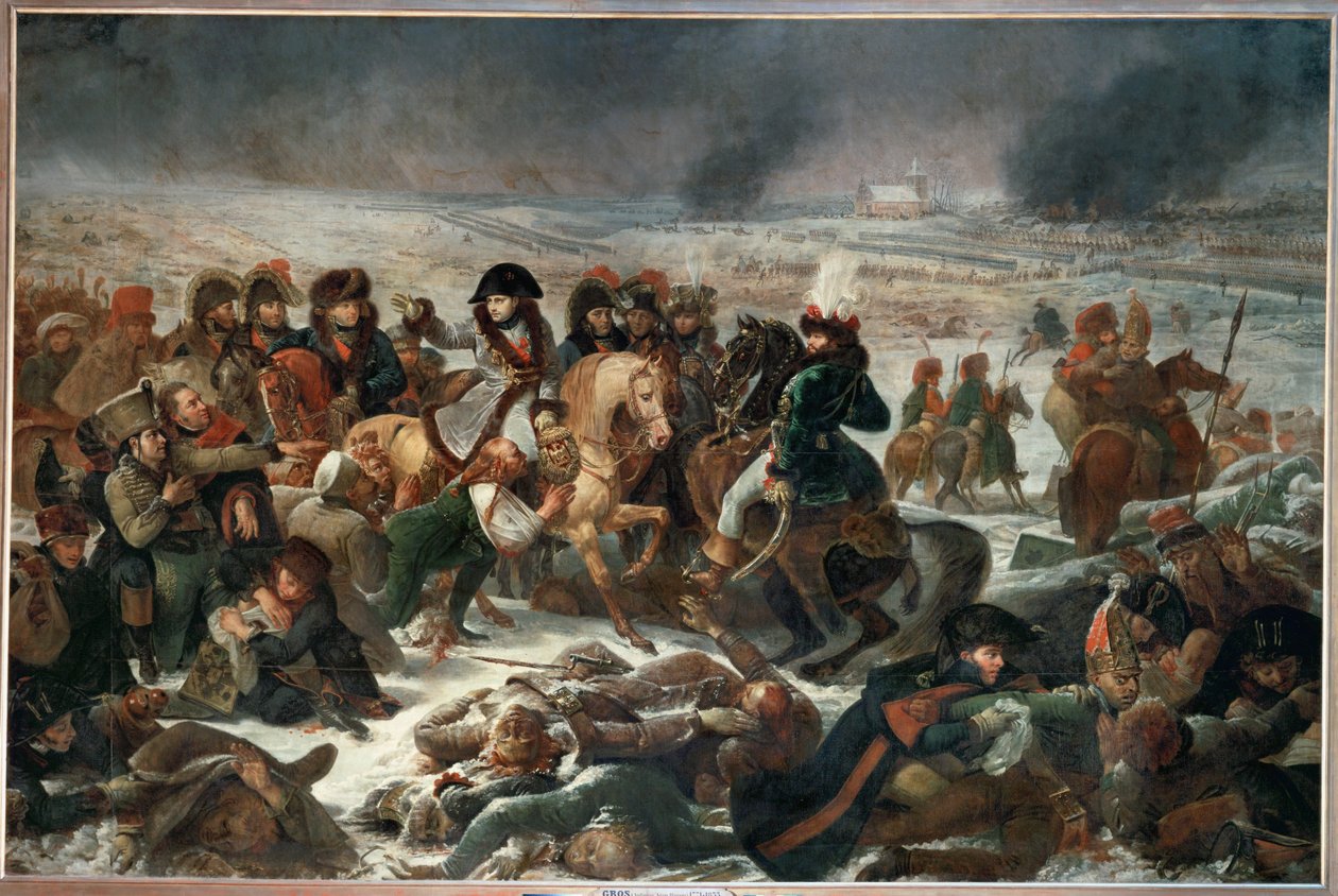 Napoleon på slagmarken ved Eylau, som de franske tropper vandt den 9. februar 1807 over russerne og preusserne ... af Antoine Jean Gros