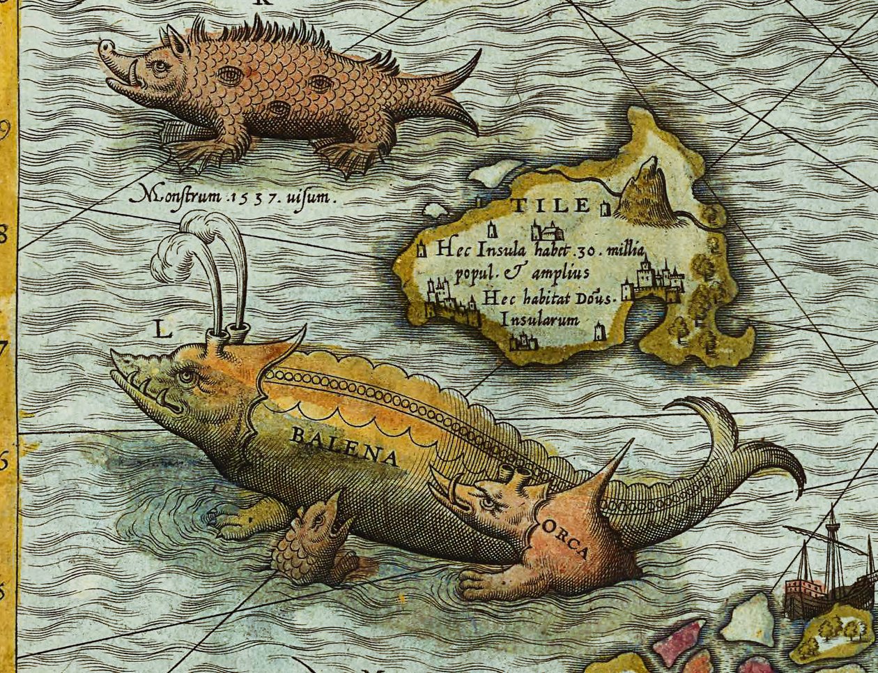 Detalje af et kort over havet (Carta marina) af Olaus Magnus (1490-1557) af Antoine Lafrery
