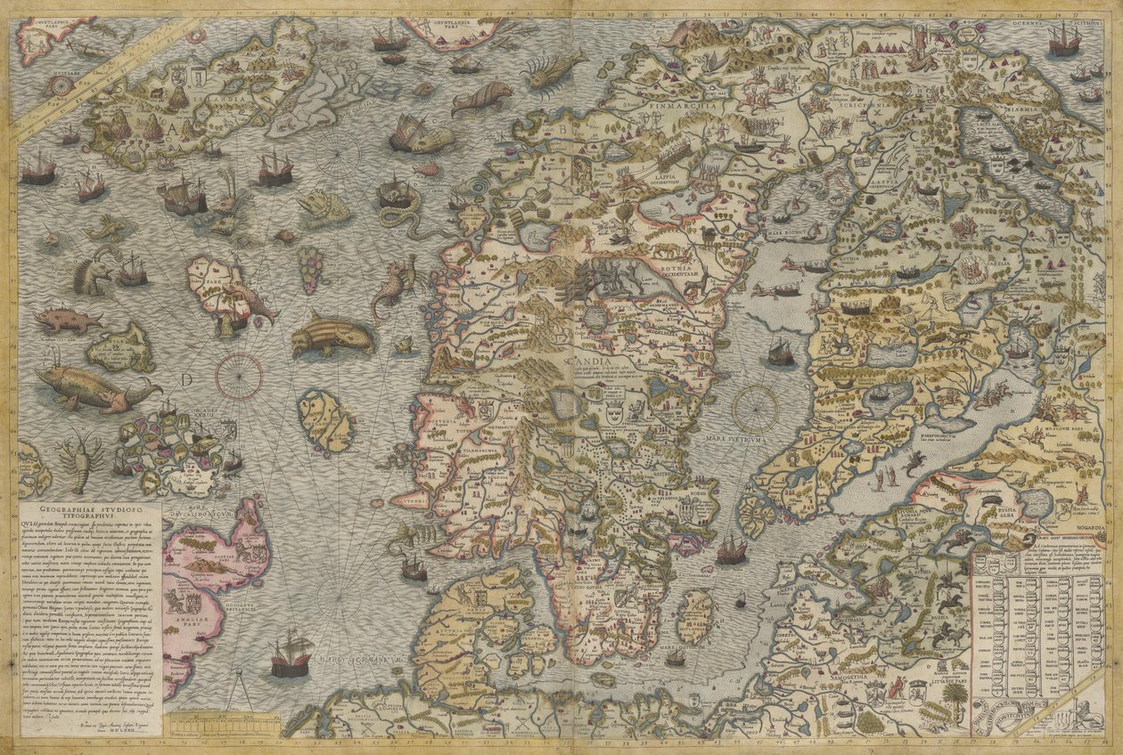 Olaus Magnuksen (1490-1557) merikartta (Carta marina) af Antoine Lafrery