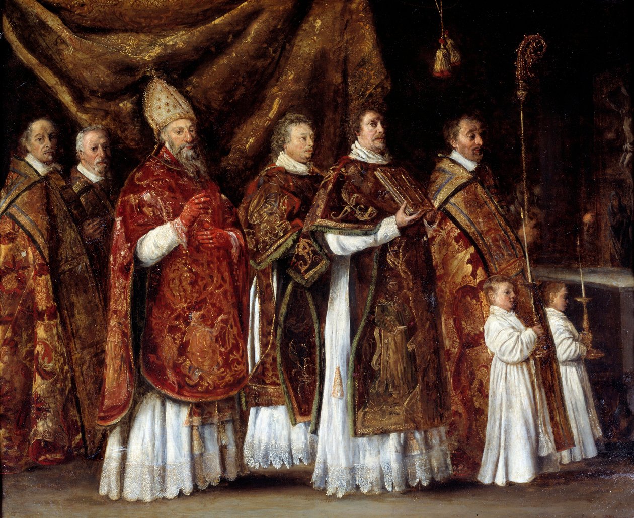 Pavelig messe eller en eveque op til alteret eller procession Maleri af Antoine Le Nain (1600/1610-1648) af Antoine Le Nain