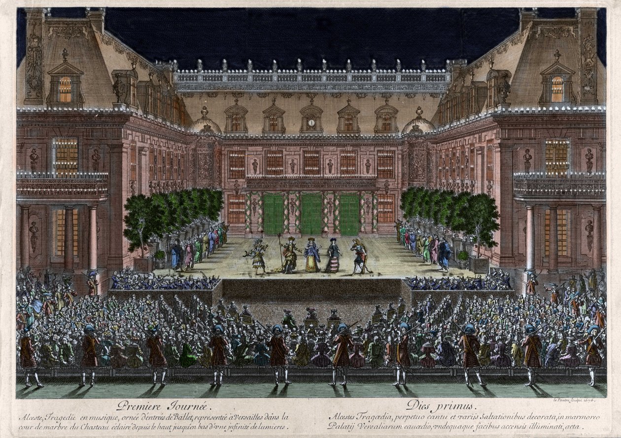 Repræsentation, i marmorgården til slottet i Versailles, d