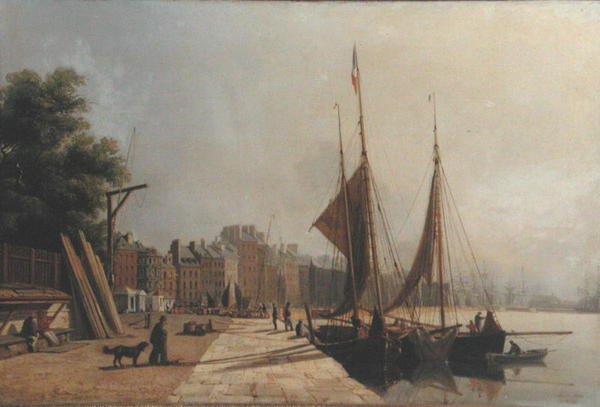 Early Morning Quayside, Le Havre, ca. 1853 (olie på lærred) af Antoine Leon Morel Fatio