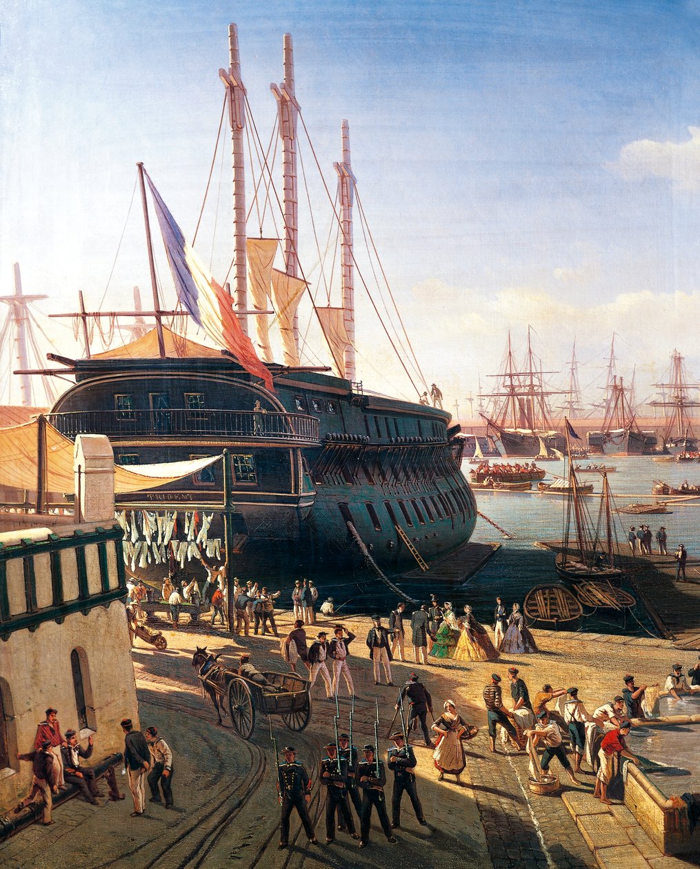 Handelsskib i havnen i Toulon af Antoine Leon Morel Fatio