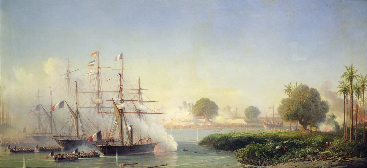 Stormning af citadellet i Saigon af viceadmiral Rigault de Genouilly, 17. februar af Antoine Leon Morel Fatio