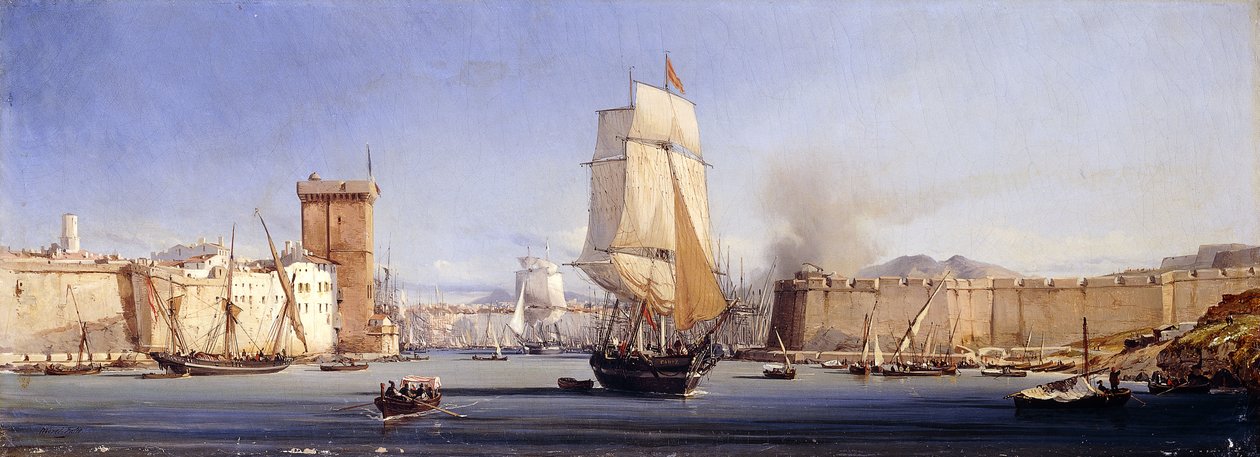 Det Gyldne Horn med Suleimaniye- og Trosmoskeerne, Konstantinopel af Antoine Leon Morel Fatio