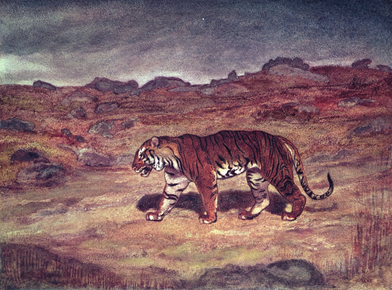 En tiger på jagt efter sit bytte (wc på papir) af Antoine Louis Barye