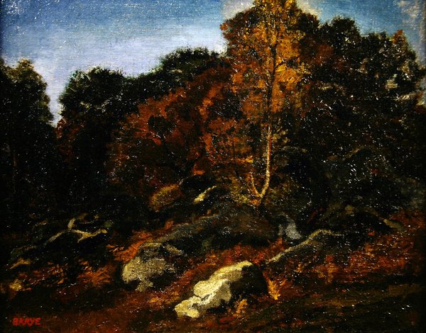 Efterår ved Fontainebleau (olie på lærred) af Antoine Louis Barye