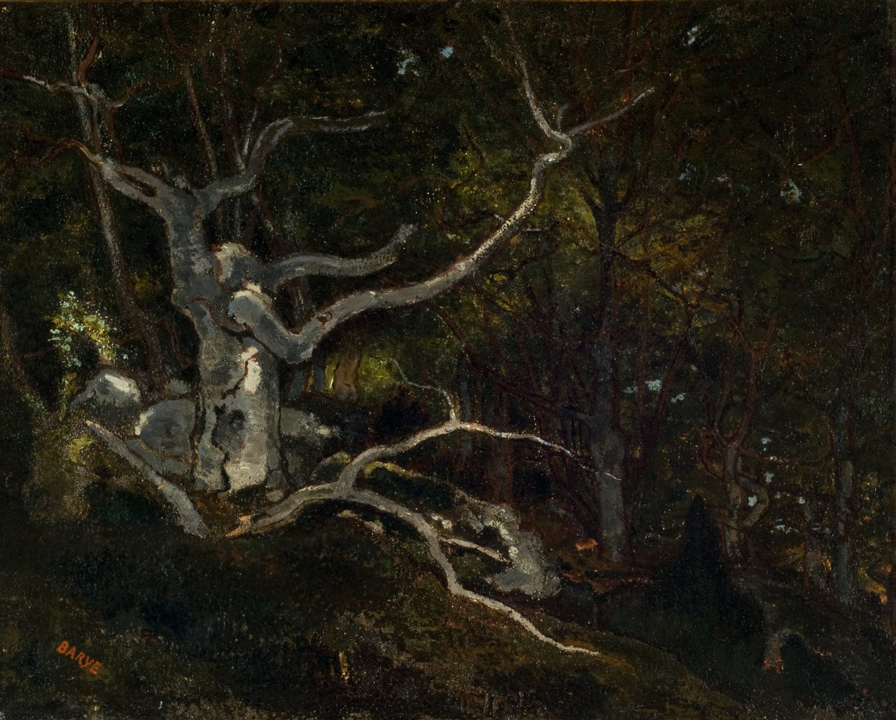 Skoven i Fontainebleau, "Reine Blanche" 1860 (olie på lærred) af Antoine Louis Barye